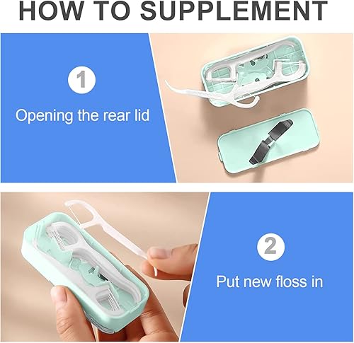 Miniatura 7 de Dispensador portátil de hilo dental recargable para viajes, reutilizable, funda rosa para palillos de dientes para limpieza de dientes, bolso, baño,