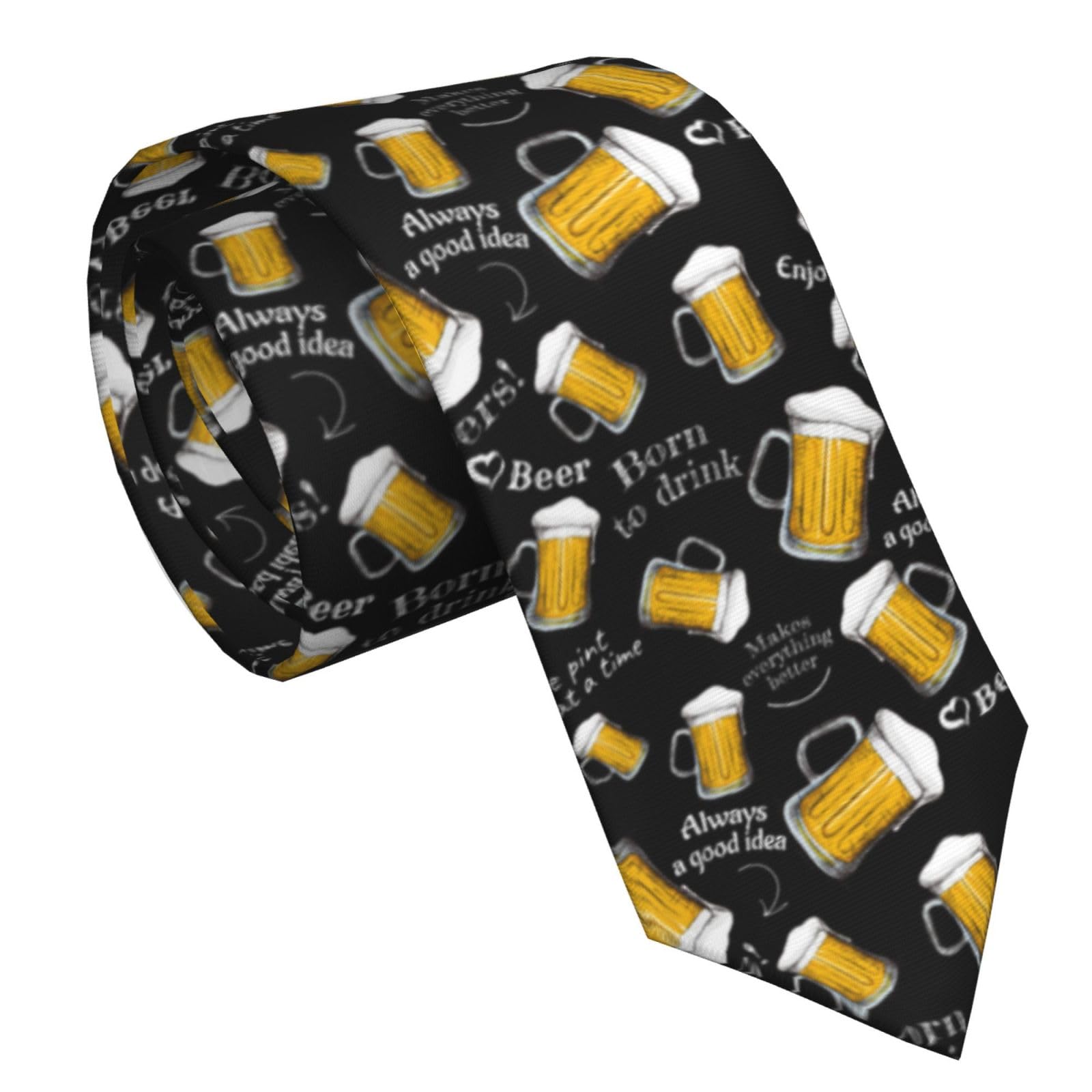 BHHJKK Beer Men's Ties 3.1" Classic Silk Mens Neckties Novelty Soft Neck Tie For Formal Business