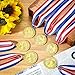 RoundFunny Award Medal Bulk Basketball Soccer Football Gold Silver Bronze Trophy Award Prize Gift for Sport Competition Party(12 Pcs,Gold Basketball)