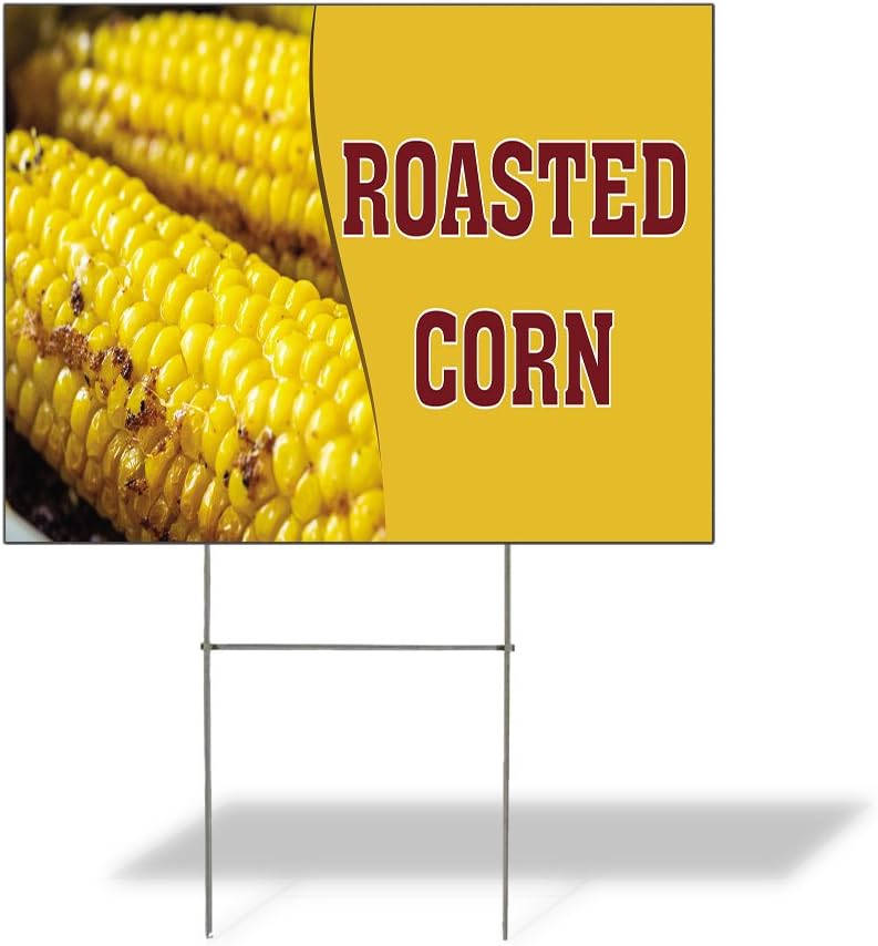 Weatherproof Yard Sign Roasted Corn Outdoor Advertising Printing J Yellow Lawn Garden Farmers Market 18x12 Inches 2 Sides Print