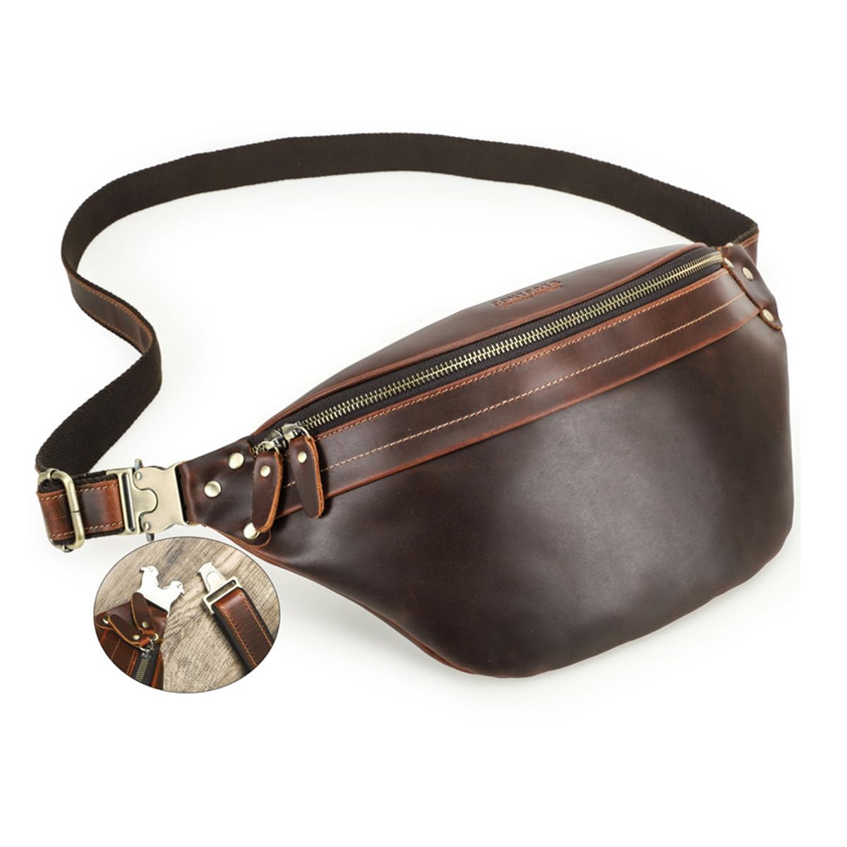 Skórzana saszetka biodrowa dla mężczyzn, wielofunkcyjna torba na ramię Crossbody, casualowa podróżna plecak Sling Bag z wieloma kieszeniami, do uprawiania sportu, jazdy na rowerze, kawowy