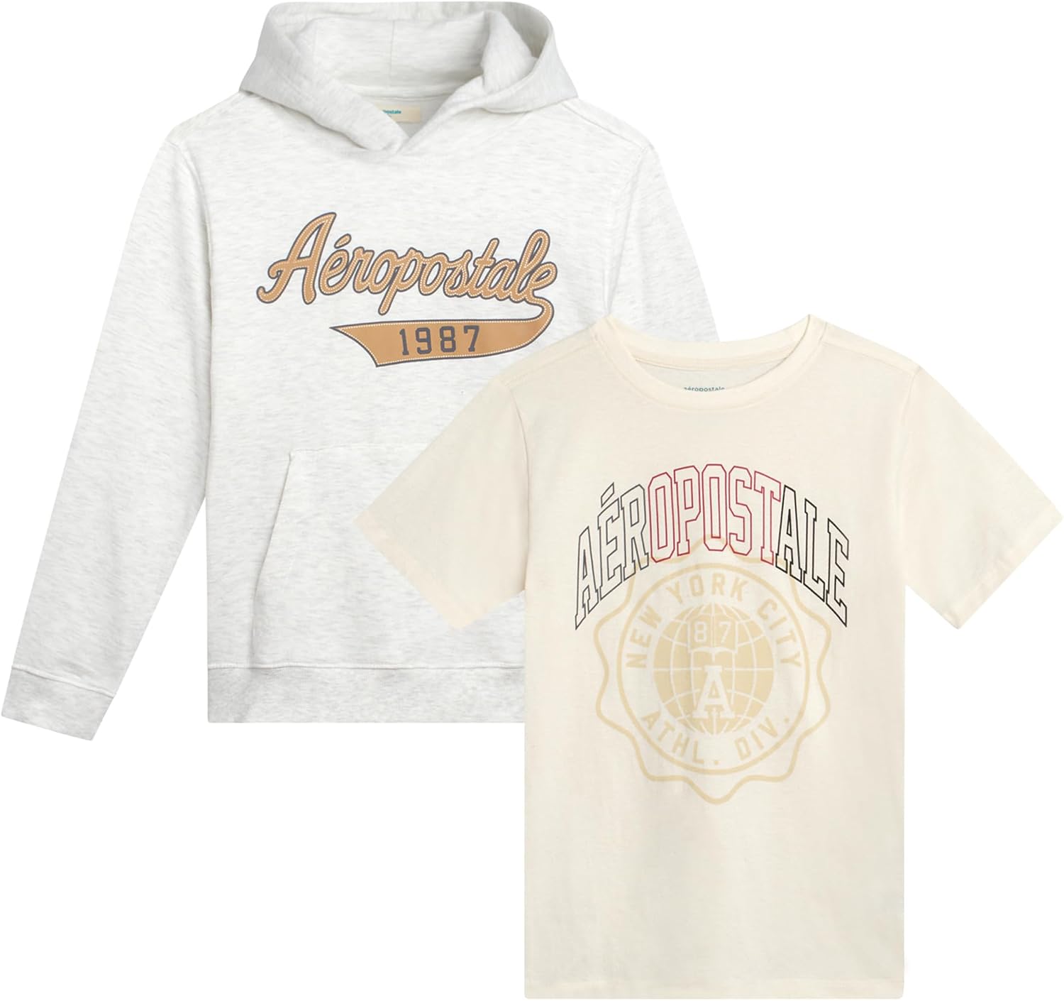AEROPOSTALE Boys Hoodie and T-Shirt Set - 2 Piece Short Sleeve Graphic Tee Shirt and Pullover Hoodies for Boys (Sizes: 8-16)