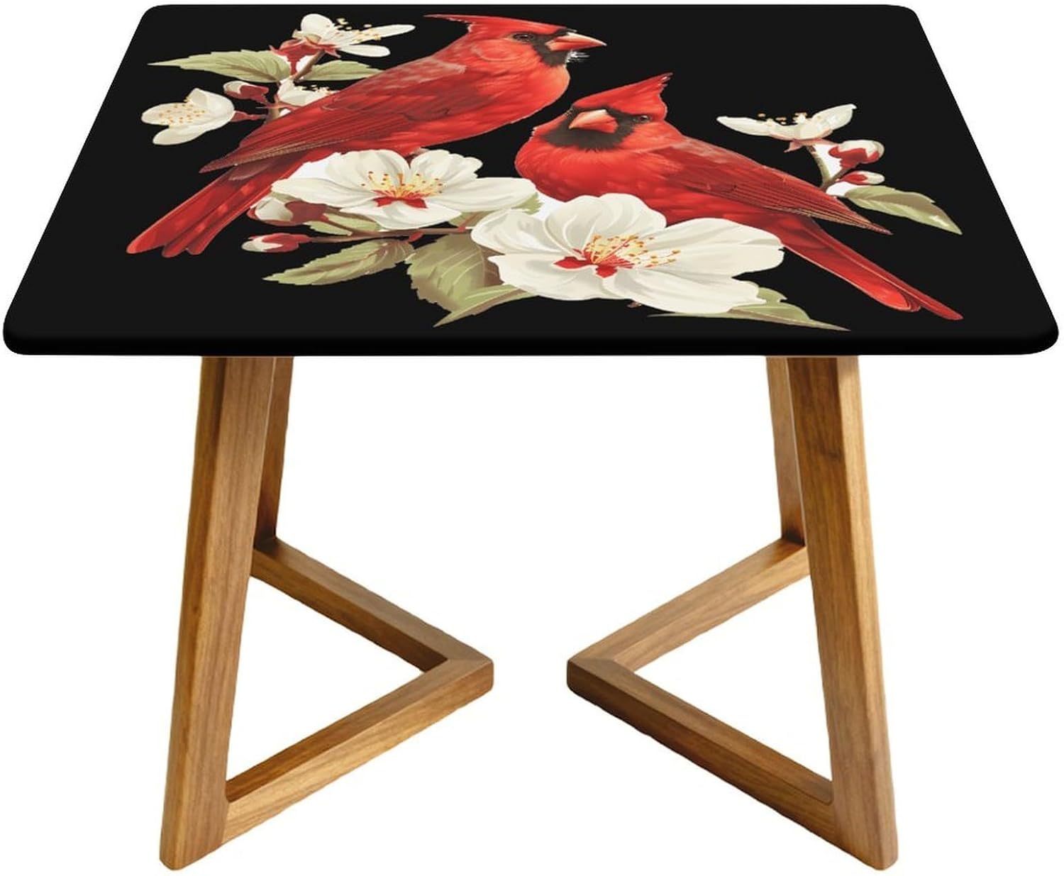 Red Cardinal Bird Flower Square Tablecloth Print Table Cloths Table Cover Wedding Party Holiday Decor