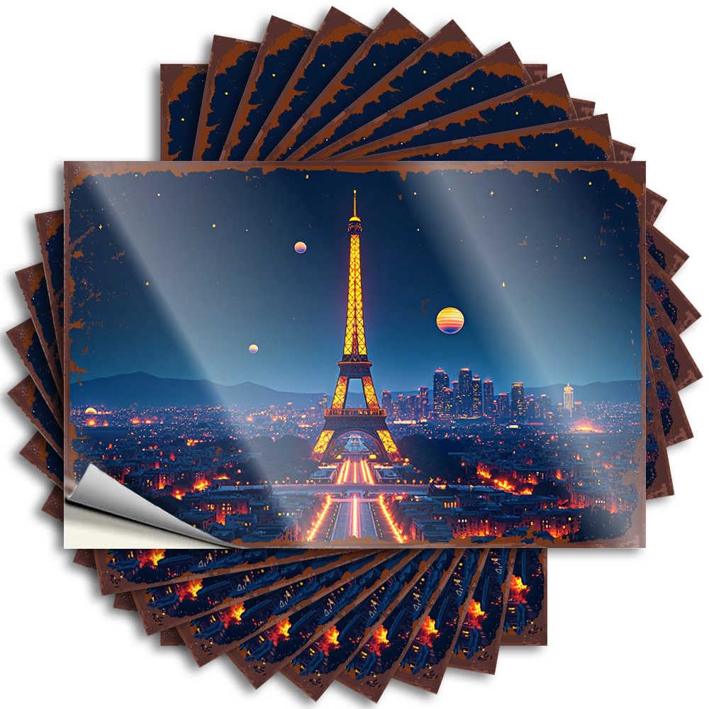 Quote Bathroom Sets | Square Hard Paris Nights: Eiffel Tower Illuminated for Hunting(12X18CM)
