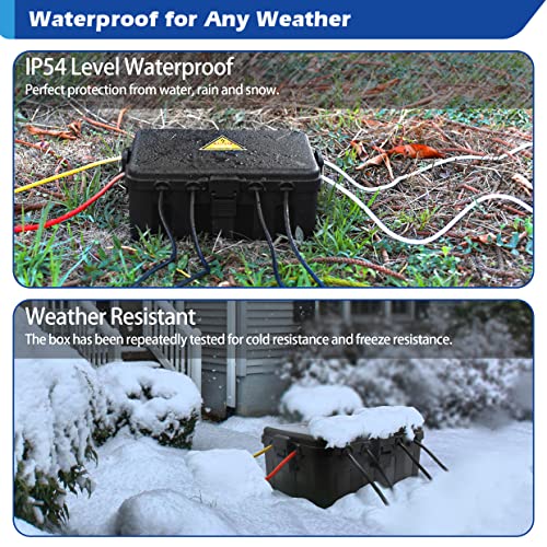 Outdoor Electrical Box - Waterproof Ip54 Level Outdoor Outlet Covers Weatherproof Extension Cord Covers Protect Outlet, Plug, Socket, Timer, Power Strip,Surge Holiday Light Large Size Electrical Boxes #TOP3