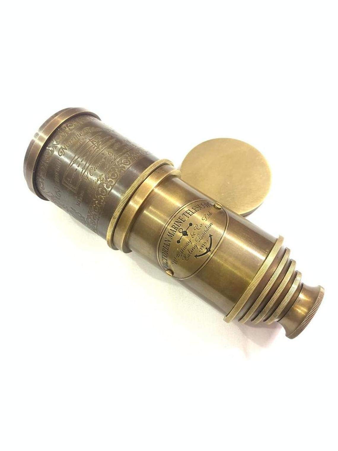 Telescopio vintage in ottone antico 20 pollici mano estensibile navale vittoriano pirata telescopio con bella scatola di legno duro lucido