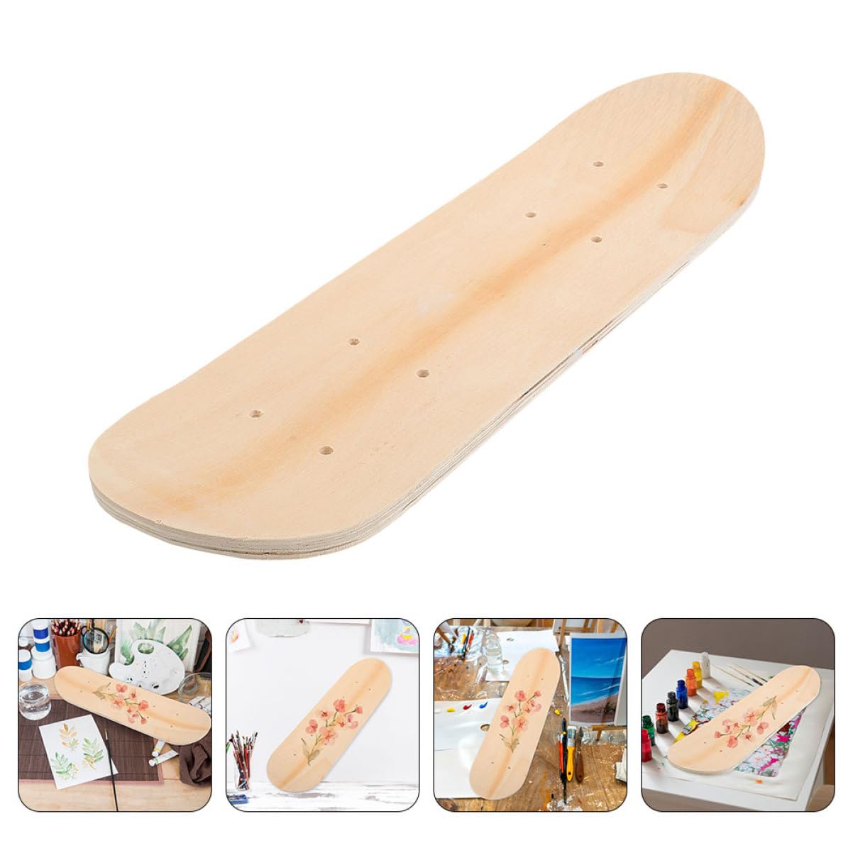 Supvox 2er Set Blanko Skateboard Deck Holz DIY Zum Bemalen Basteln | Unbehandeltes Holzdeck, DIY Malprojekt, Wanddeko, Kreativset für Kinder und Künstler