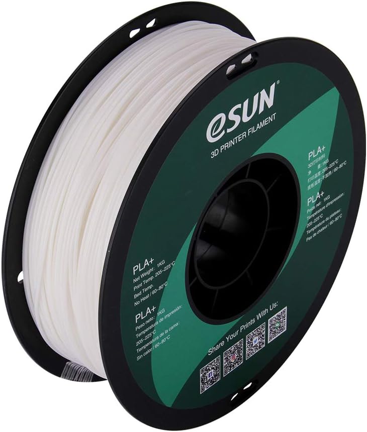 eSUN PLA+ Filament 1.75mm | Crack Resistant - Smooth Finish PLA | Filament For FDM 3D Printers | PLA PLUS Roll Tolerance Within +/-0.05mm (White)