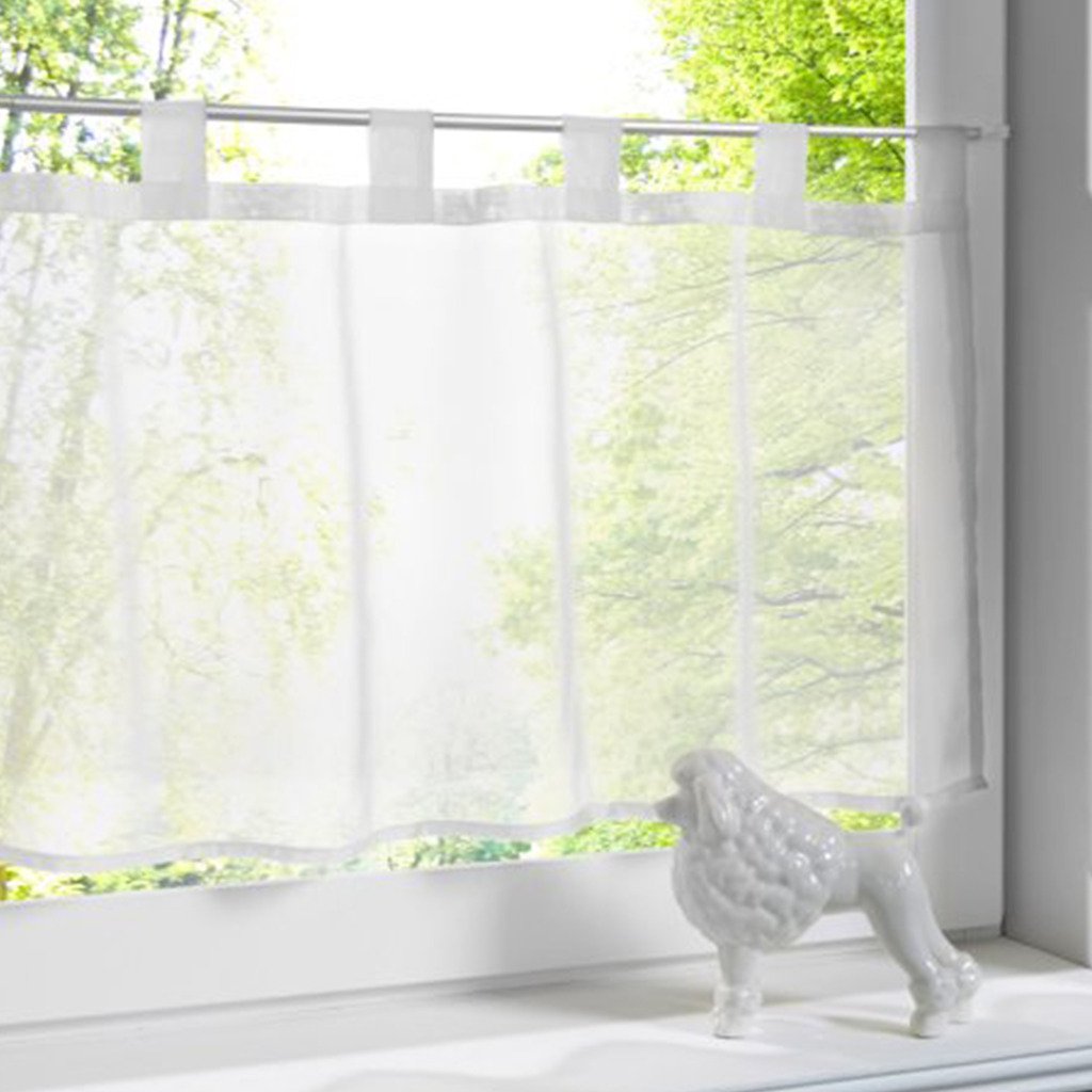 Yujiao Mao 1Pc Tab Top Short Curtain Semi Sheer Voile Cafe Curtains White, 120x60cm