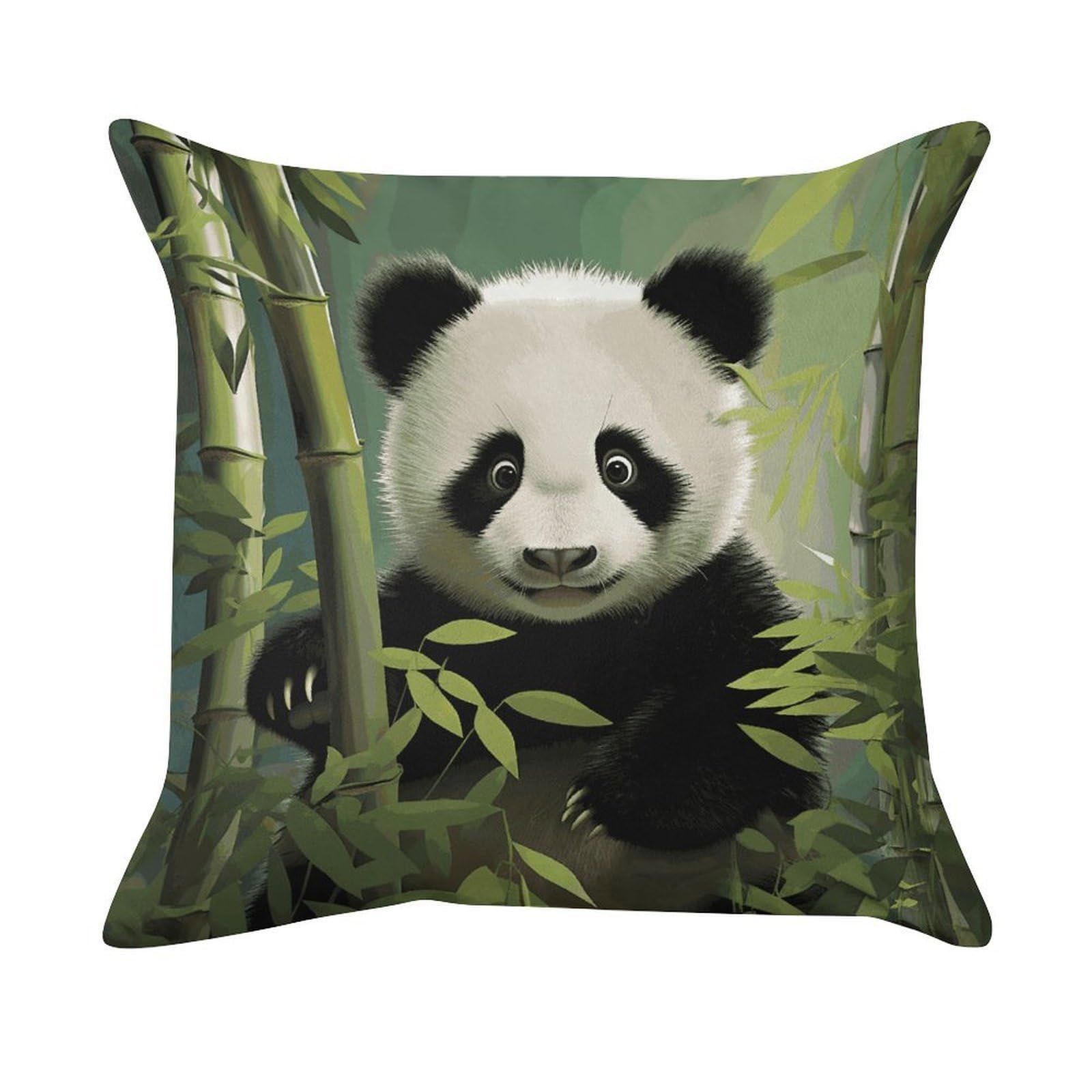 FekiLoot Curious Baby Panda Pillowcase Velvet Throw Pillow Cover Ultra Soft Lumbar Pillow Shells Square Cushion Cases with Zipper Luxury Cozy Pillows Shams for All Seasons