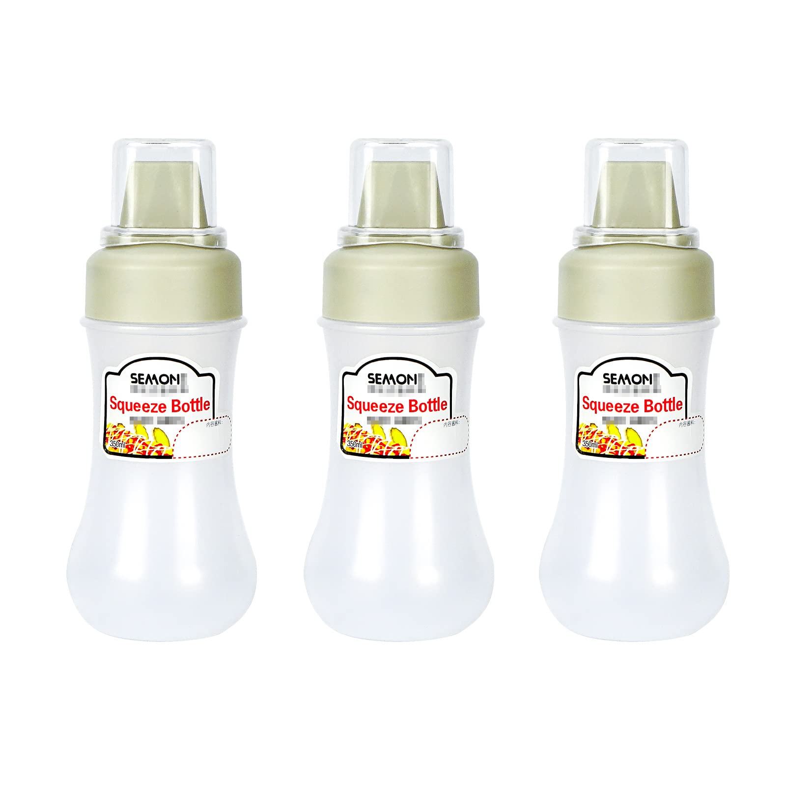 JANKOW 3PCS 5-Holes Squeeze Bottle for Sauces, Plastic Dressing Squirt, Ketchup With Cap Lids, Condiment for Liquids, BBQ, Dressing, Pancake Dispenser