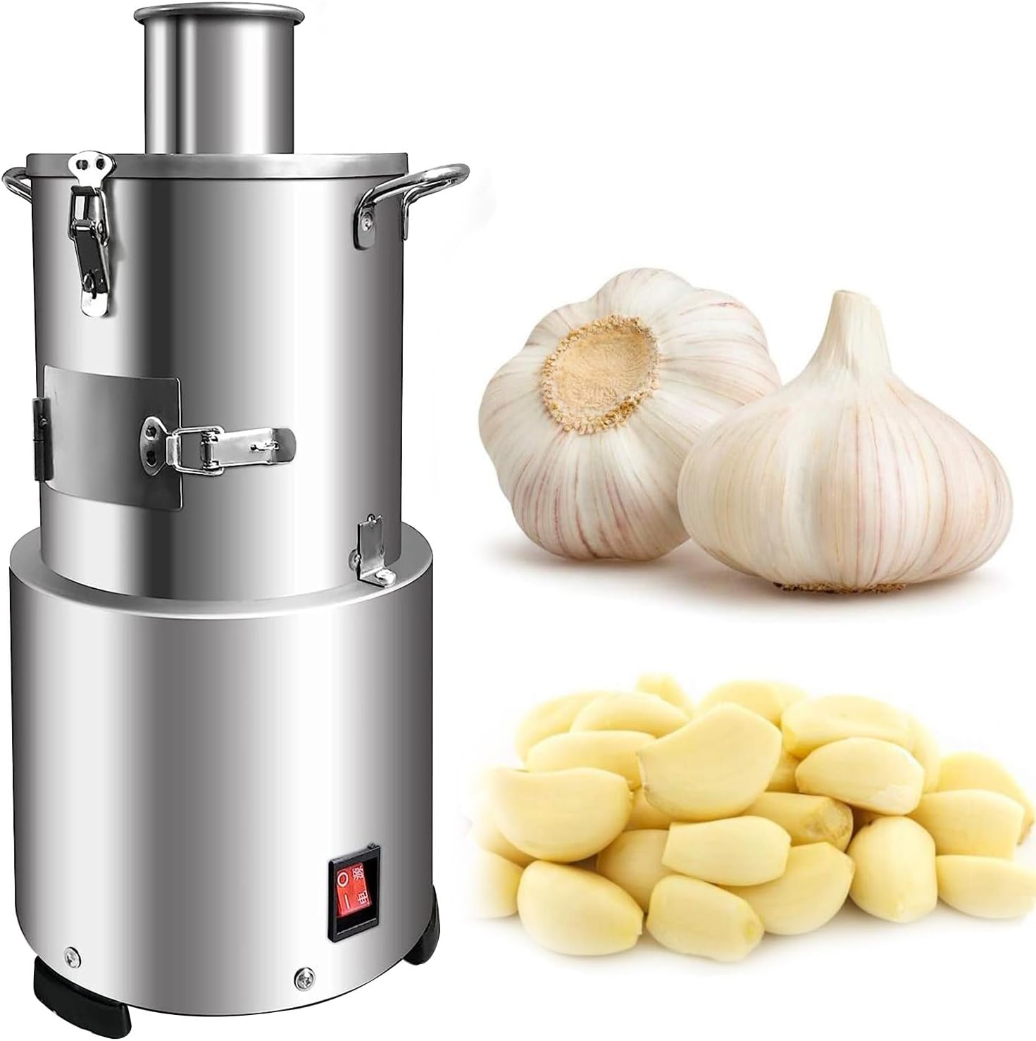 Household and Commercial Garlic Peeler Machine 200W Electric Whole Garlic Peeling Machine Efficiency Stainless Steel Automatic Garlic Separator with Portable Handle