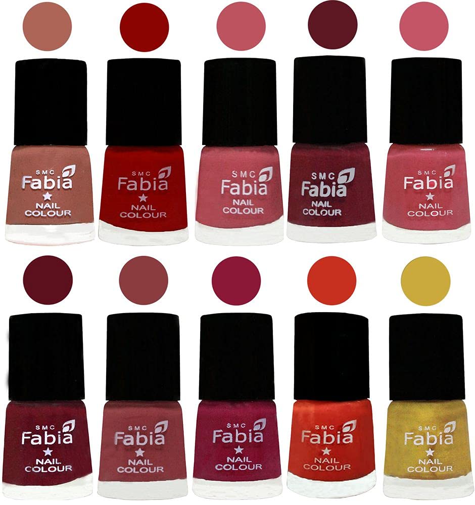 SMC Fabia ALL IN ONE (PACK OF 10), Long Lasting Glossy Nail Polish, 6 ml Each, All Vibrant Colours,02409-picture-14