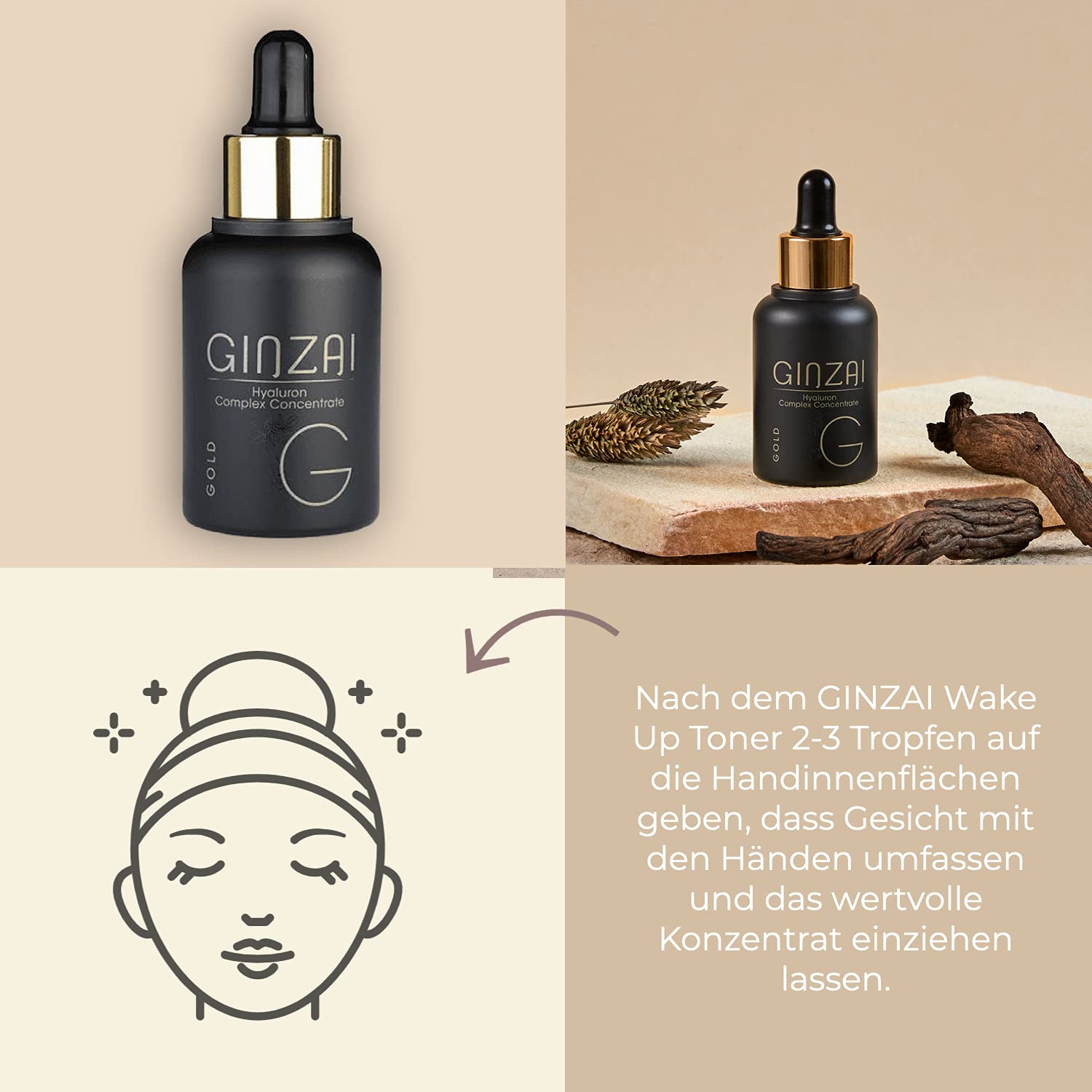 Hyaluron Serum 30ml & straffende Tagescreme 50ml im Set mit Ginseng – Gesichtspflege und Anti Aging Hyaluron Konzentrat, Feuchtigkeitsspendende Gesichtscreme, Gesichtspflege gegen Falten