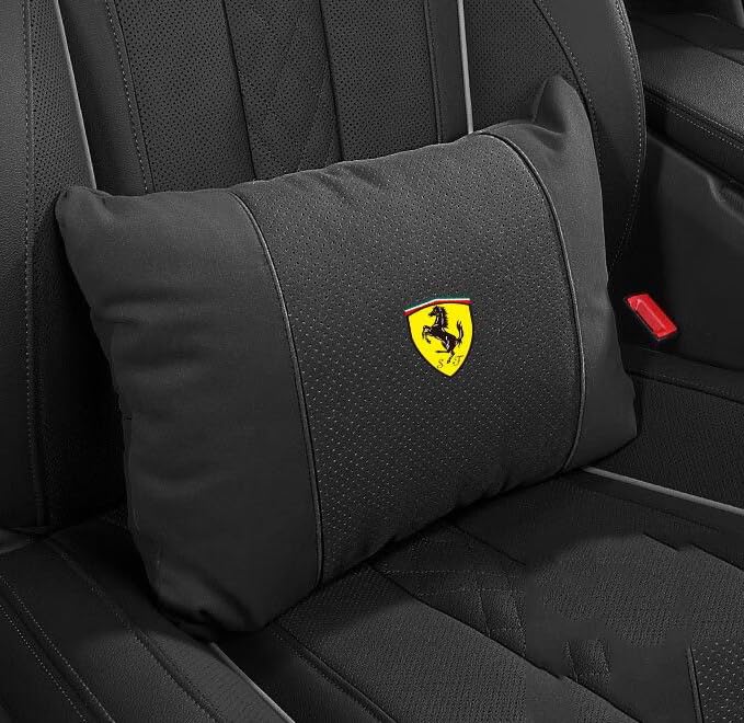YLINNB Cuscino Poggiatesta Auto per Ferrari 12Cilindri / 296 / SF90 /F80 /Roma/Purosangue/ F244, Cuscino di Supporto Lombare Schienale per Seggiolino Auto Cuscini per Poggiatesta Comodo