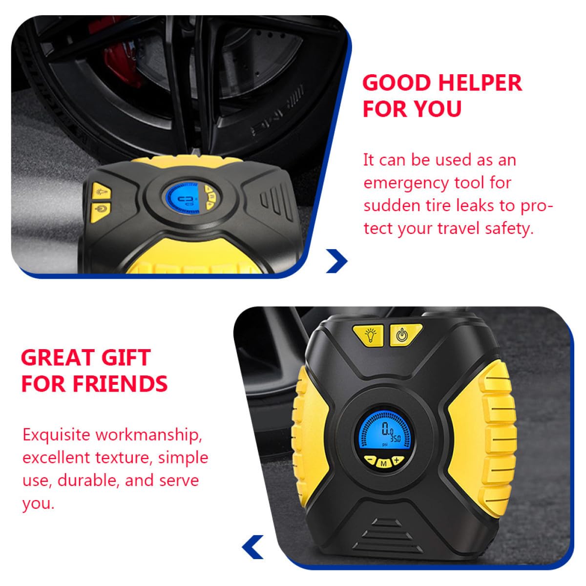 TEHAUX Compresor Portátil para Neumáticos de Coche Pantalla Digital Inteligente, Bomba de Aire de 25l, Material Plástico y Cobre, Adecuado para Viajes y Emergencias