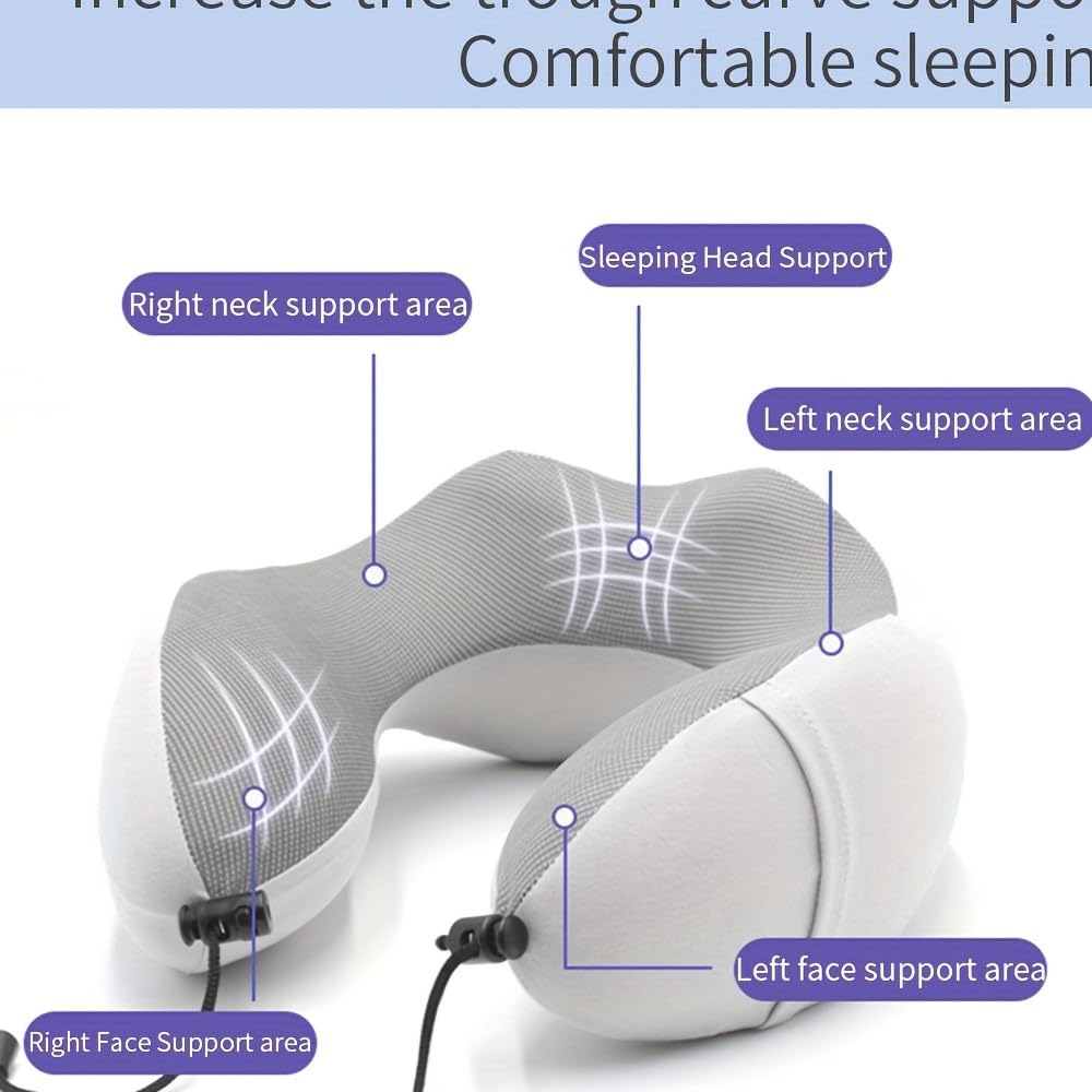 Almohada de cuello de espuma viscoelástica para viajes y dormir, portátil y cómoda para uso en avión y coche