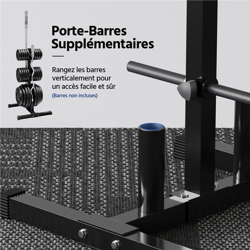 Abician Support pour Poids Charge max. 400 kg Compatible Alésage >28mm | Rangement 6 Disques et 2 Barres Compatible Poids Olympique et Standard Structure Métal Antirouille pour Maison Salle de Sport