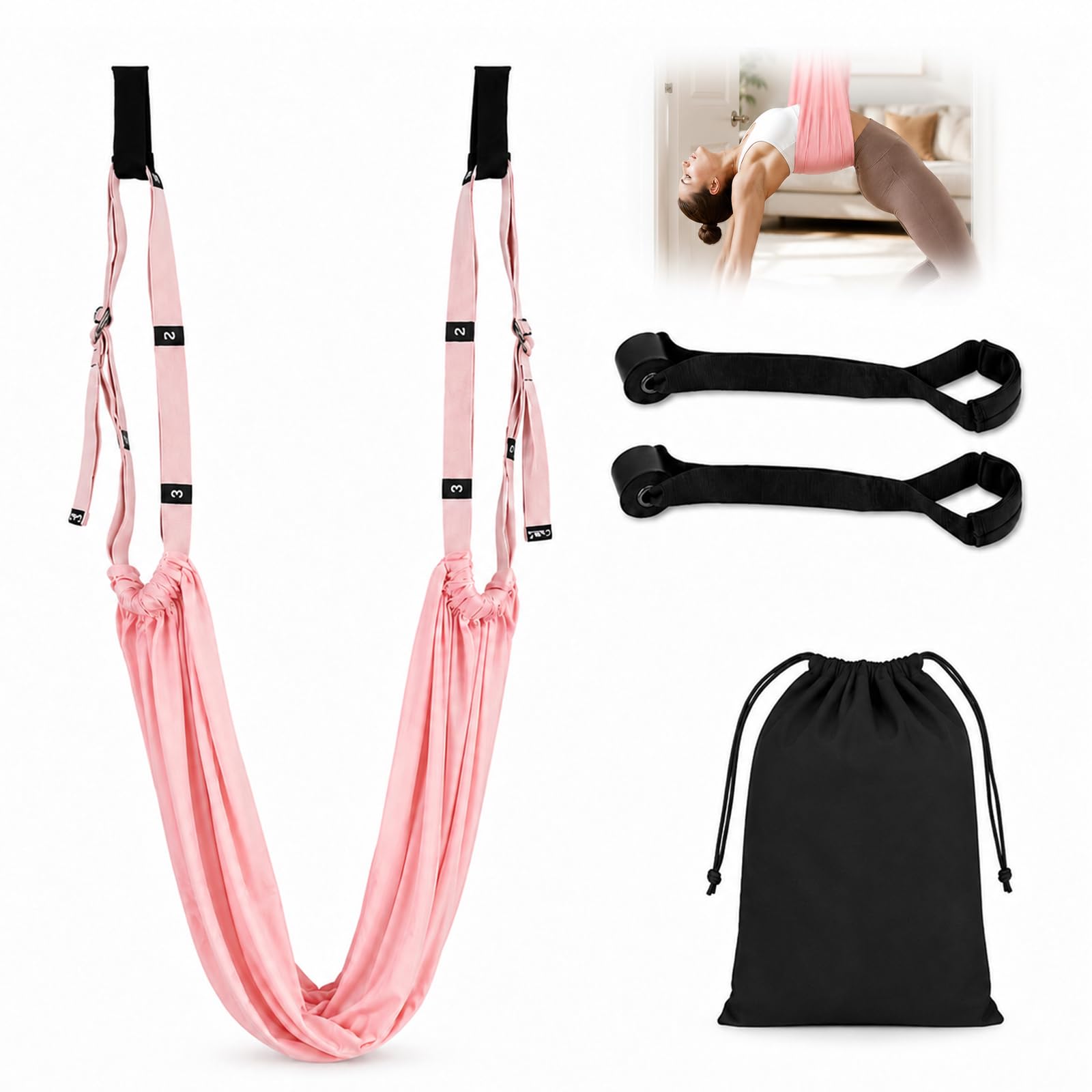Adjustable Yoga Swing Strap | Leg Stretcher & Backbend Assist Hammock Rope, Fitness Stretching Band for Gymnastics Ballet Dance Home Workout