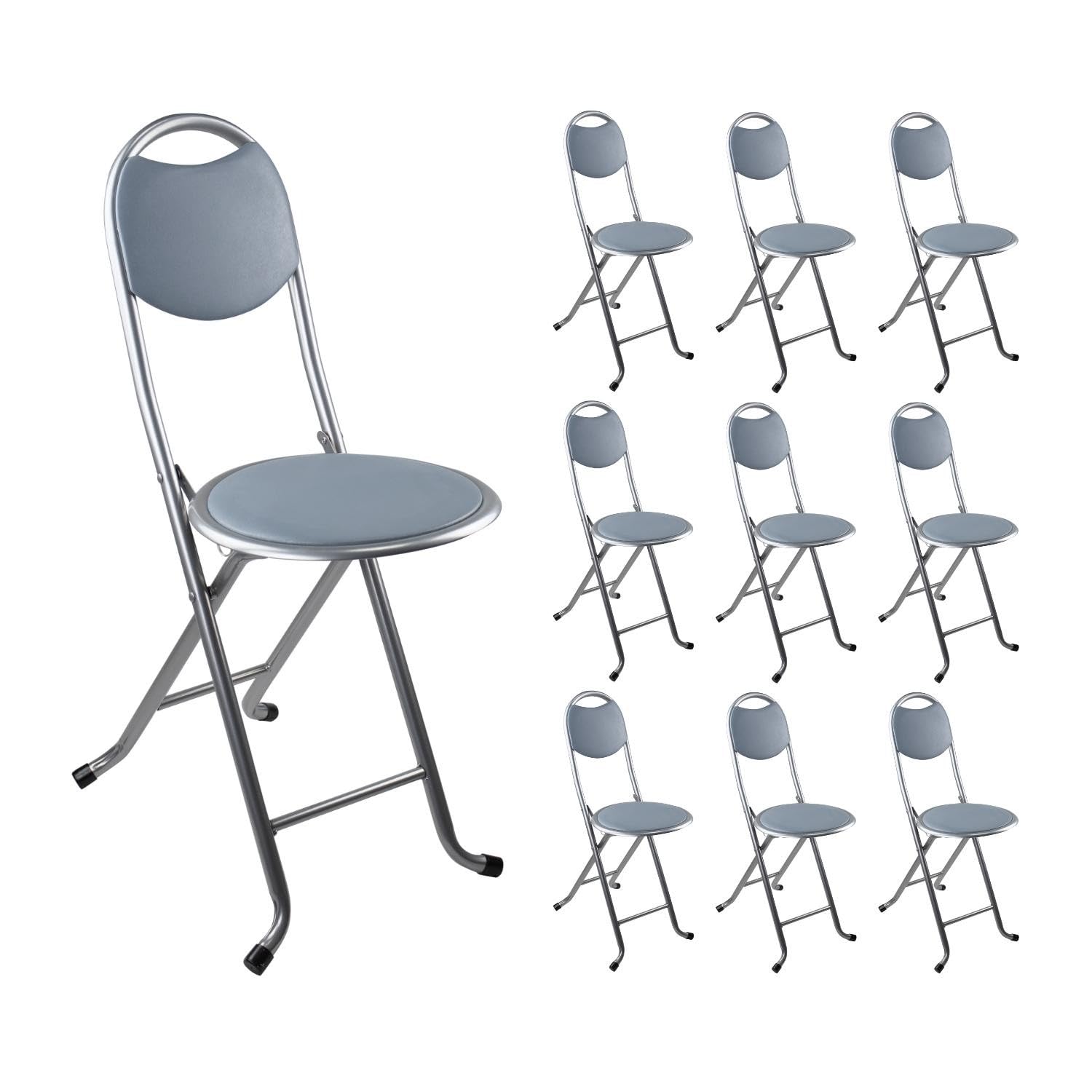Pack 10 Taburetes Plegables con Respaldo 32x36x73.5cm 7house