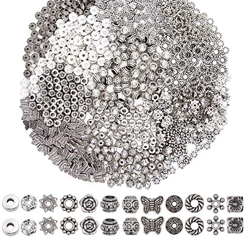 COHEALI 600pezzi Perline Distanziatori Argento Con Ciondoli Fiore Accessori Per Creazione Gioielli Fai Da Te Collane Bracciali Ciondoli E Decorazioni Artistiche - 3