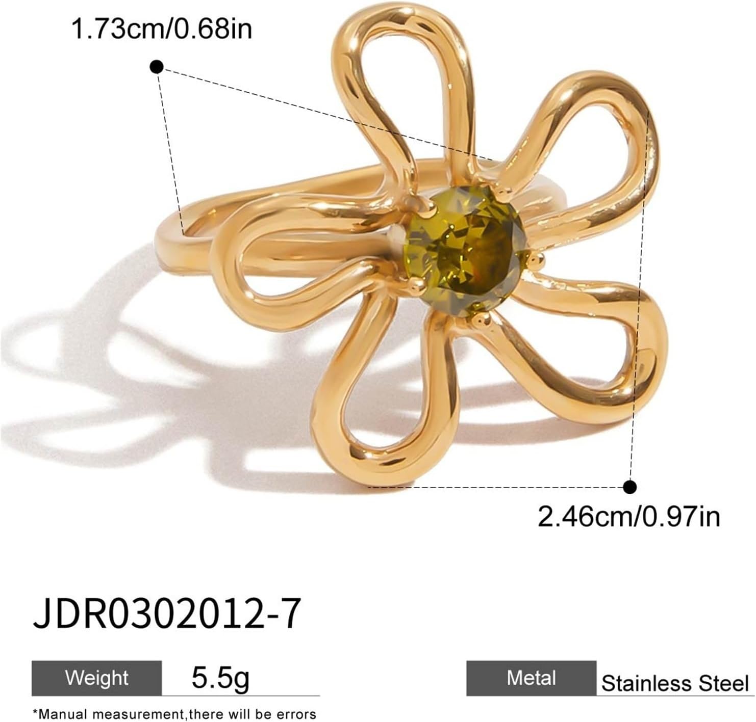 Minimalist Statement Metal Irregular Colored Hollow Ring Stainless Steel Fashion Jewelry Gift 1Pcs