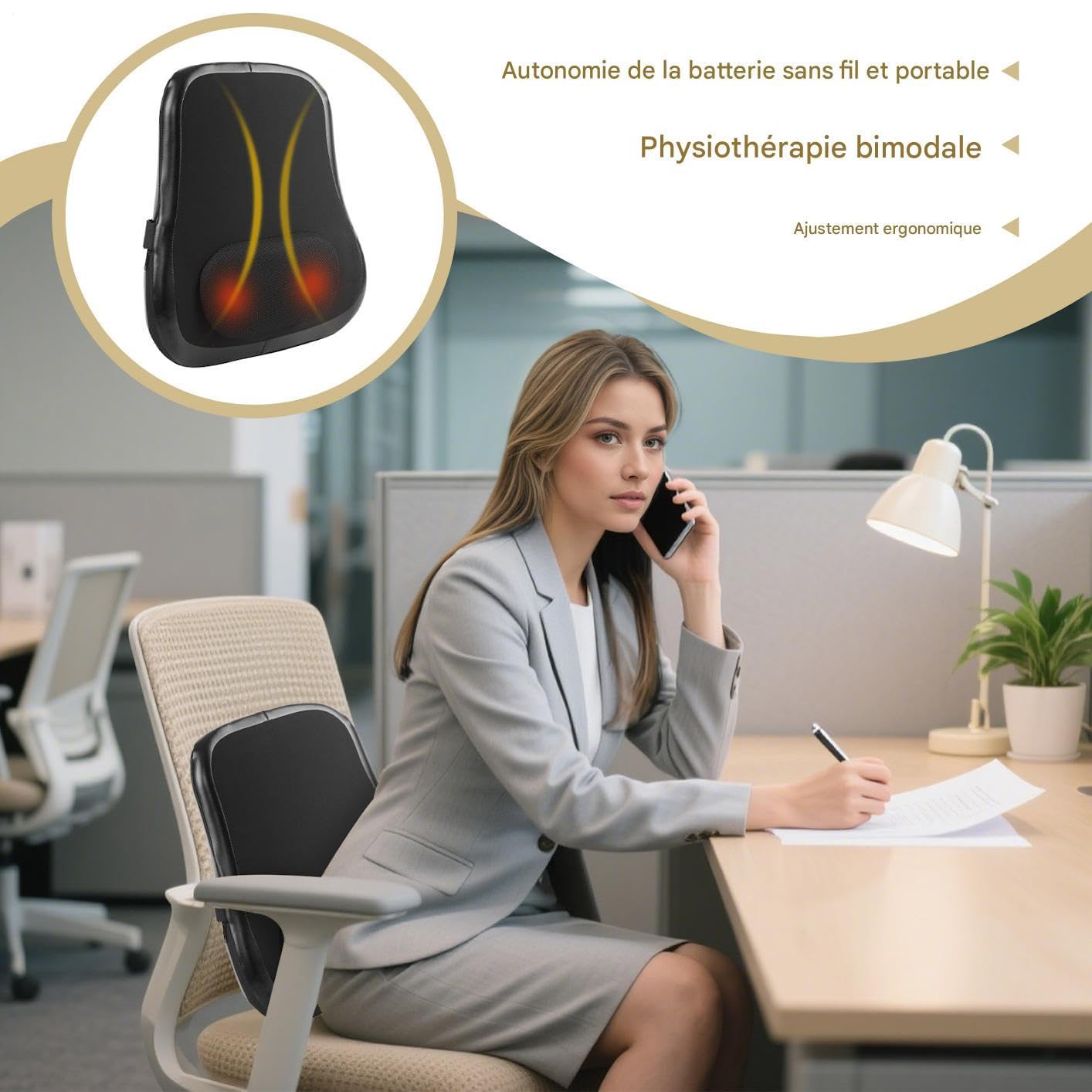 Masajeador de espalda para asiento | Cojín de masaje para espalda con