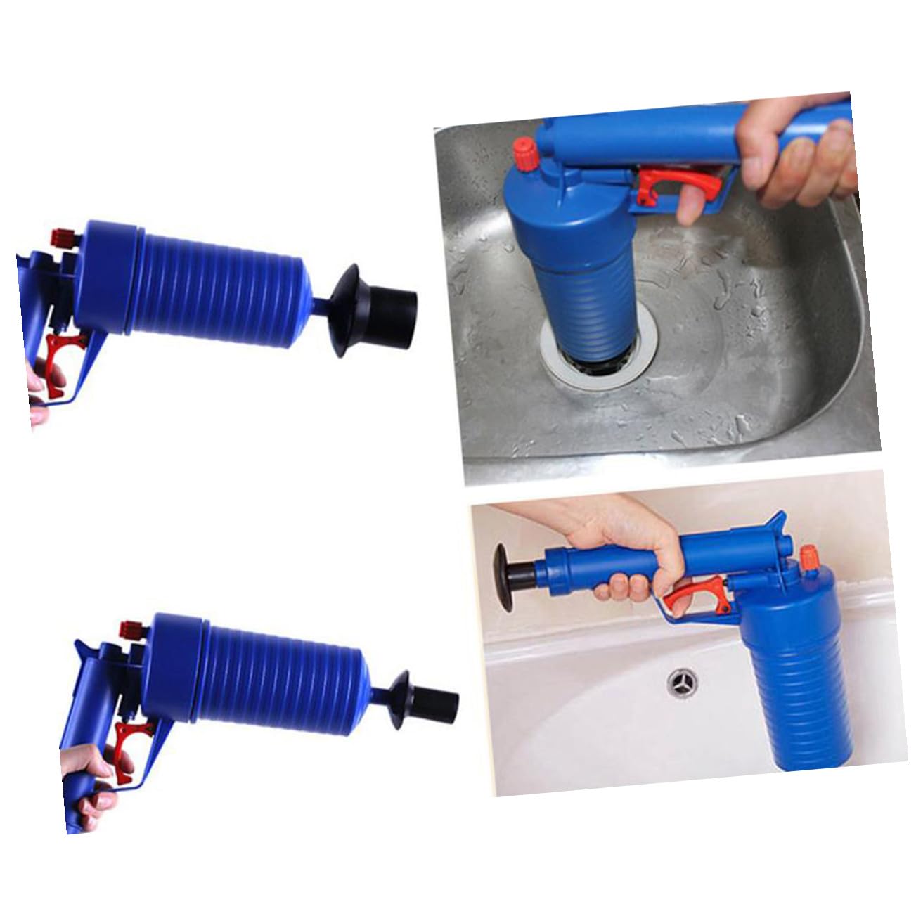 Déboucheur à Air Comprimé Pour Cuisine Et Salle De Bain Kit De Débouchage Avec Ventouse Pour Toilettes Et Éviers Outil De Nettoyage Égouts Bleu