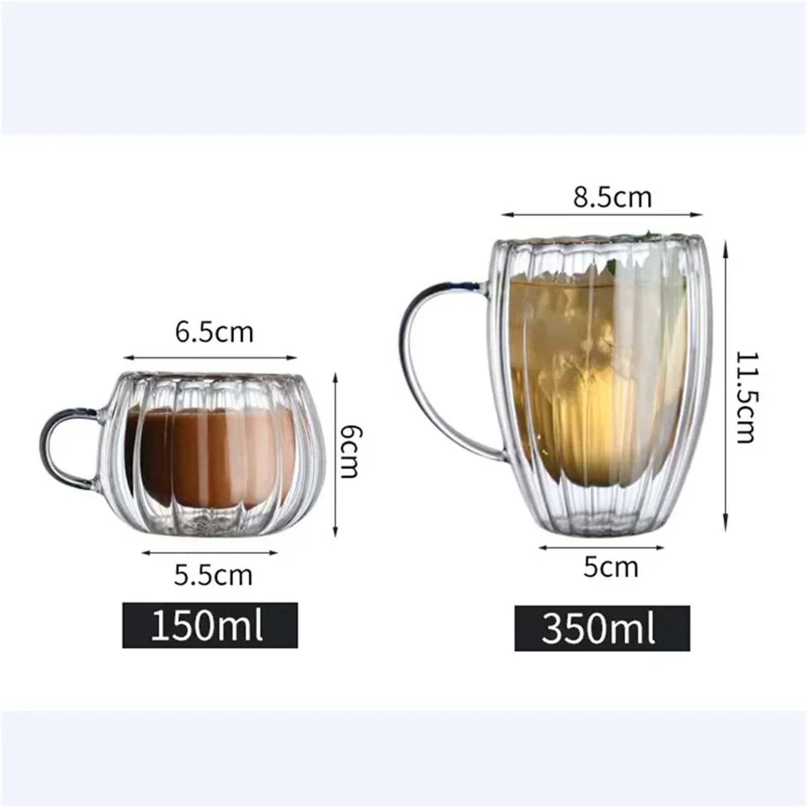 Kristallgläser Streifen-Doppelwand-Glasbecher, hitzebeständig, Wasserbecher, transparent, for Saft, Kaffee, Wasser, Trinkgeschirr, Glasbecher(250ml,4pcs)