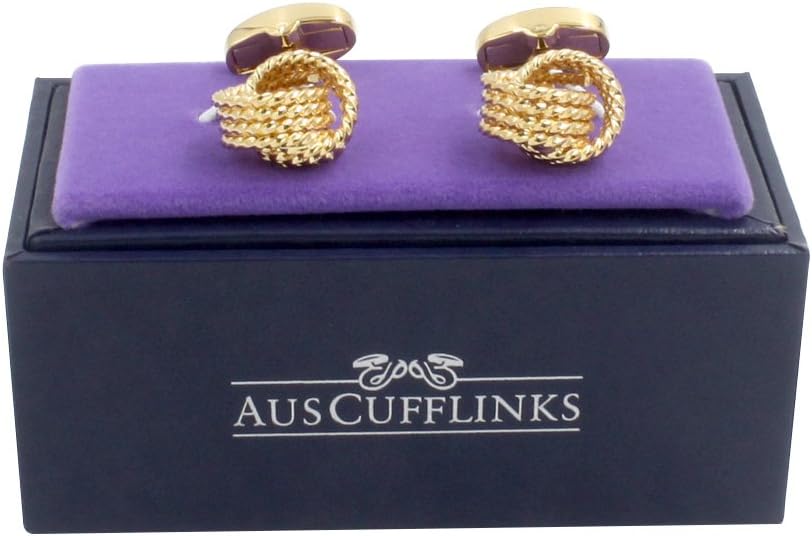 Gold Cuff Links | Gold Knot Cufflinks for Men | Golden Link Cufflinks | Premium Cuff Links | Husband Present
