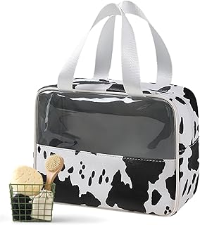 旅行用トイレタリーバッグ - 牛柄の旅行用トイレタリー化粧品バッグ - スキンケア、トイレタリー、女性、女の子向けの大容量ポータブル防水メイクアップケースオーガナイザー