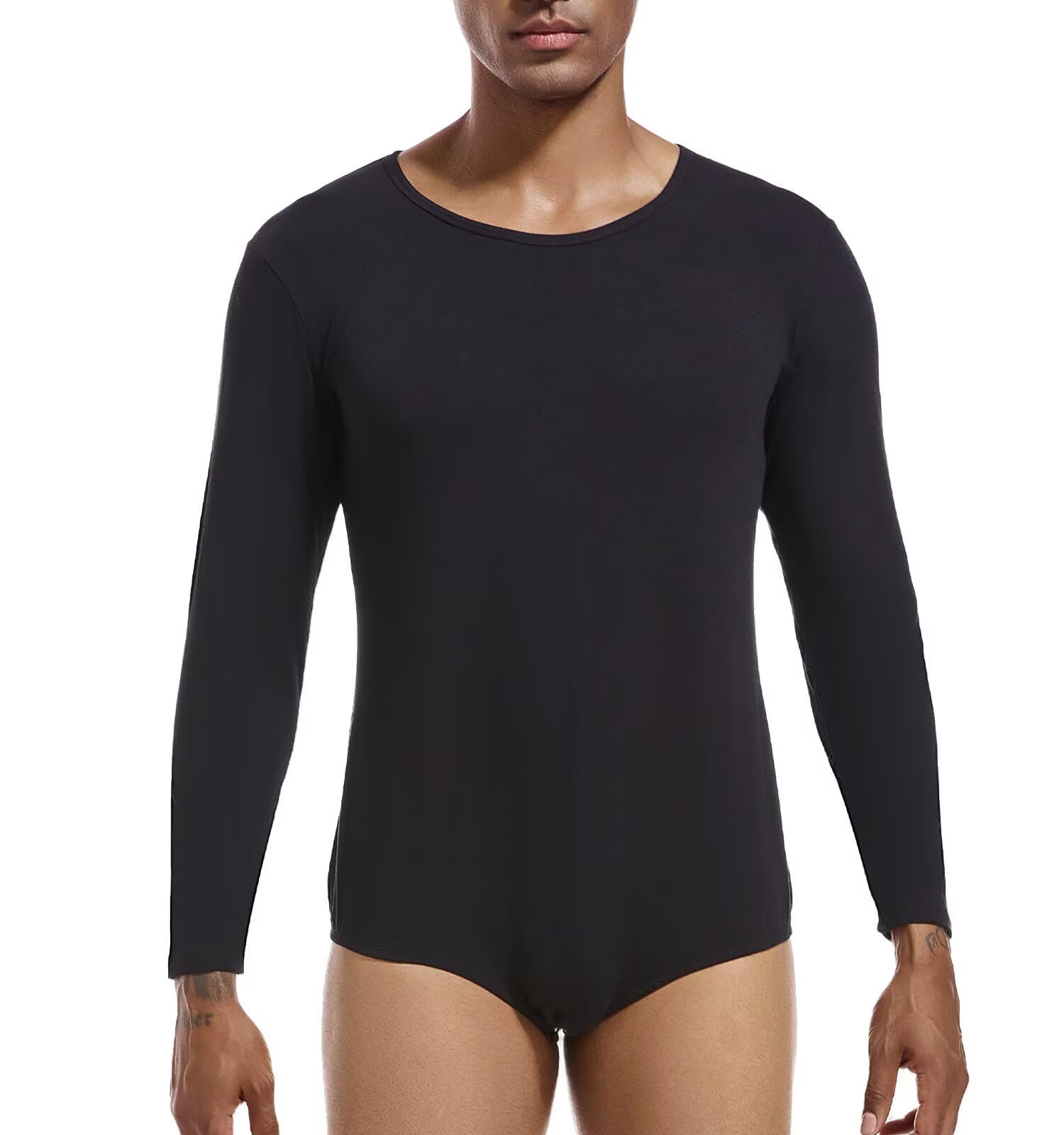 Landofgenie Herren Langarm Body aus Baumwolle Atmungsaktiver Onesie für Haus & Freizeit