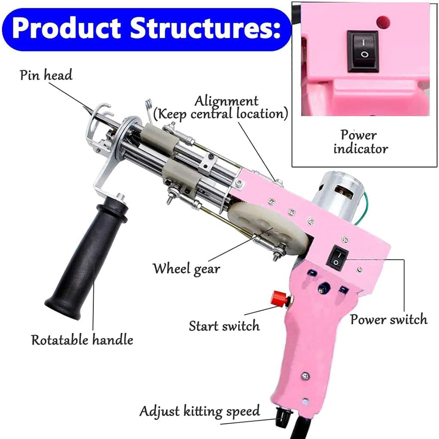 ラグタフティングガンアートカーペット織り電気カーペットタフティング