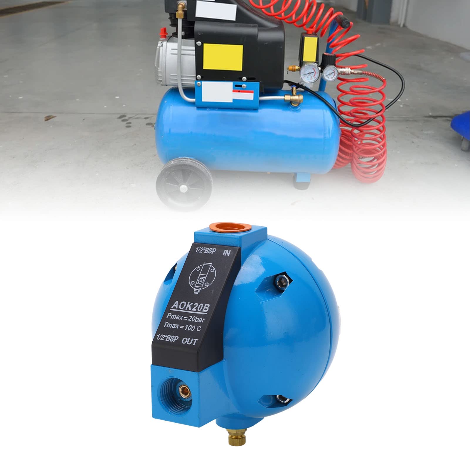 AOK20B Automatisches Entwässerungsventil, DN15, 20 Bar Maximaldruck, Aluminiumlegierung, Intelligente Selbstdrainage für Luftkompressor, Industrielle Anwendung