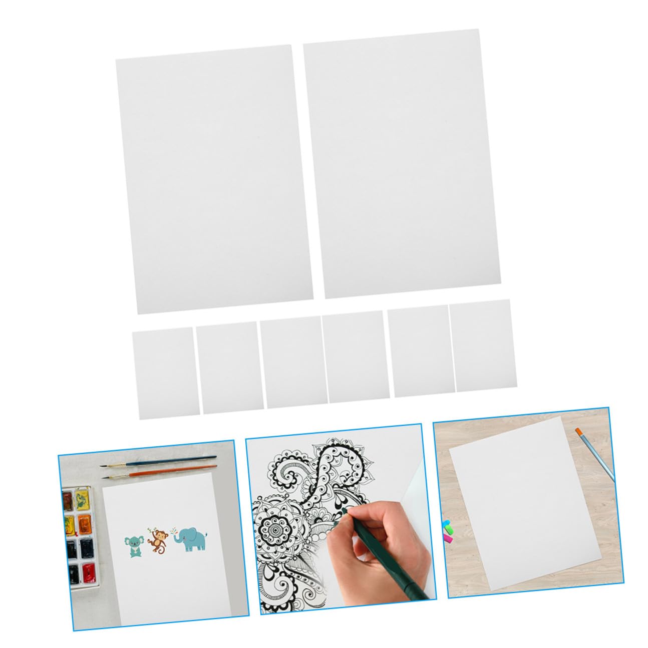 Aquarellpapier für Kinder, 100 Blatt, Weißes Papier, 160g, 16k | Künstler Aquarellpapier für Schule und Graffiti, Kinder Malen mit Wasserfarben, Einschulung Deko