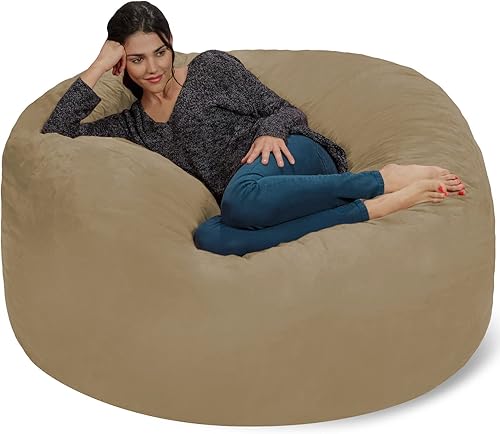 Miniatura 74 de Chill Sack Puf - Sillón gigante de espuma viscoelástica de 5 pies, sofá grande con funda de microfibra suave, color negro ónix Micro Gamuza - Negro