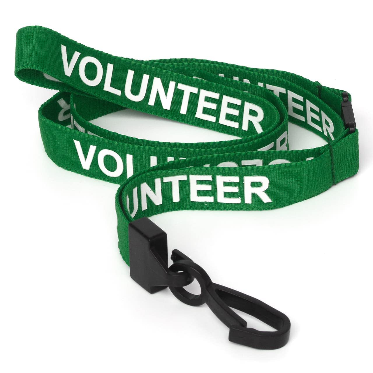CKB LTD Volunteer LANYARDS Breakaway Safety Lanyard Neck Strap Swivel Plastic Clip for ID Card Holder - Pull Quick Release Design (Green, Pack of 20)