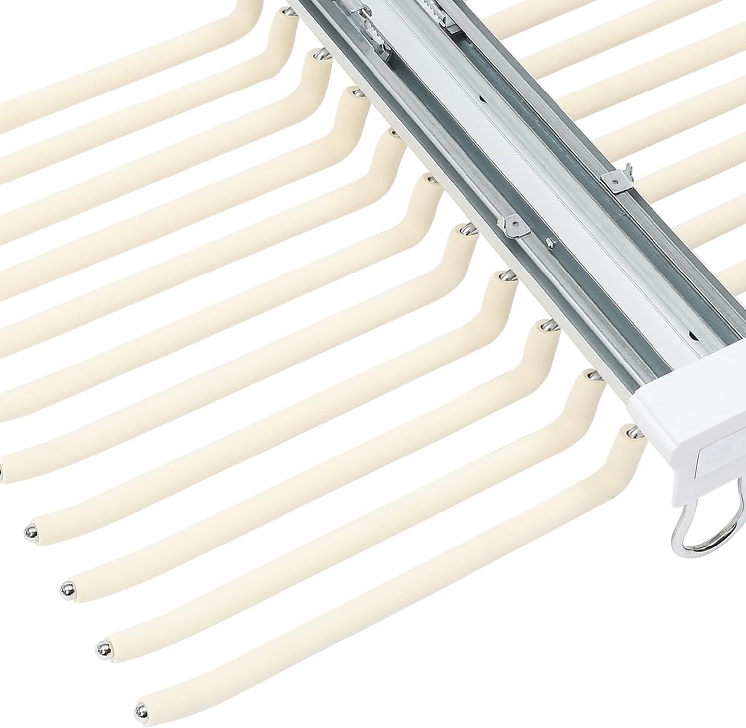 Appendiabiti estraibile, organizer multifunzione per armadio con 22 bracci, telaio in acciaio, binario scorrevole, carico massimo 15 kg, design salvaspazio, 58 x 45 x 10 cm