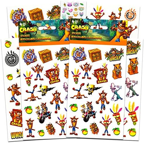 Crash Bandicoot Stickers Party Favors Set -- Bundle Includes 8 Sheets of Crash Bandicoot Stickers with Bonus Puffy Animal Stickers (Crash Bandicoot Party Favors)