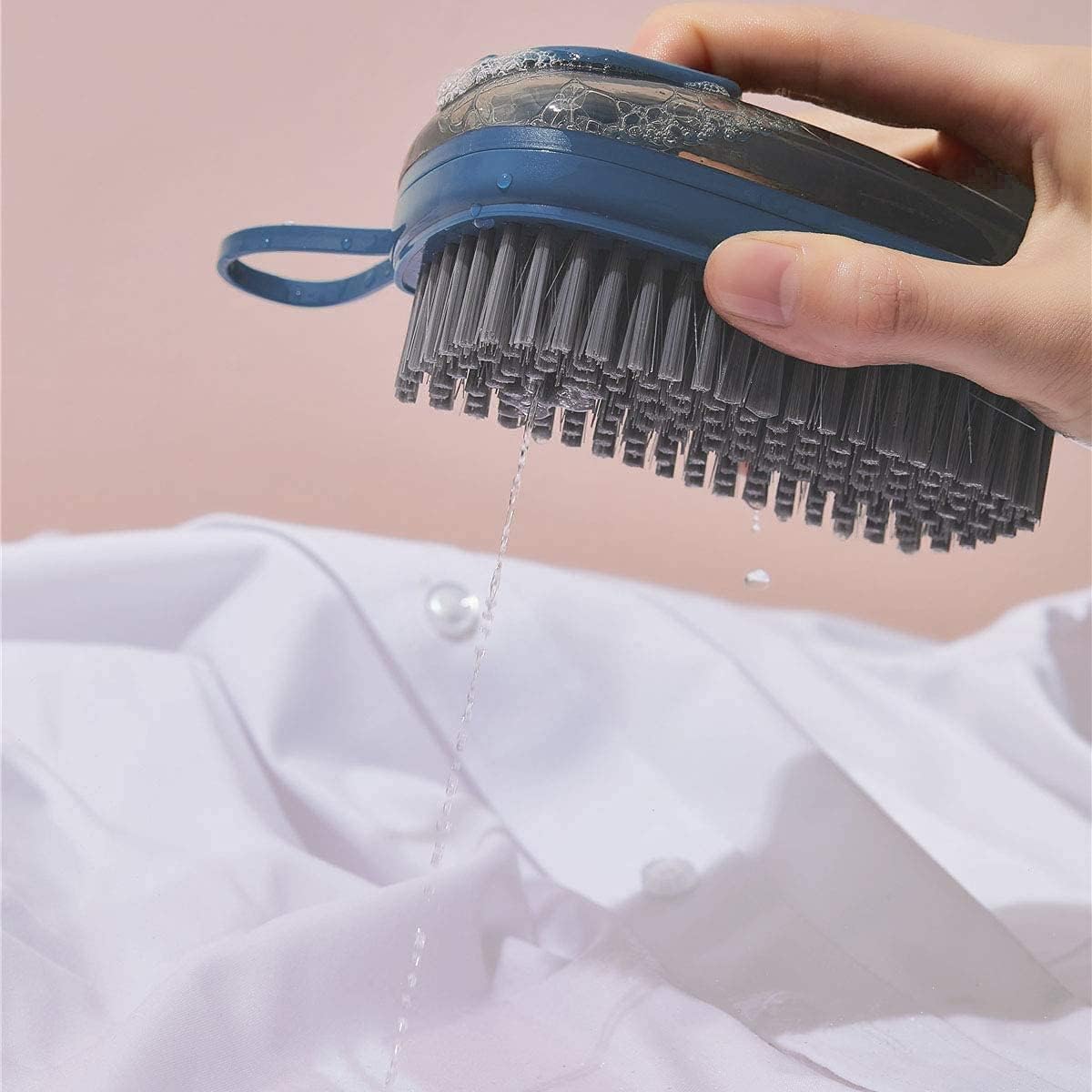 CEPLO Scrub Brush with Automatic Liquid Addition, Soft Bristles for Laundry, Clothes, Shoes, Household Cleaning Cleaner for Bathroom Kitchen Tub Shower Sink Carpet (Blue) 3