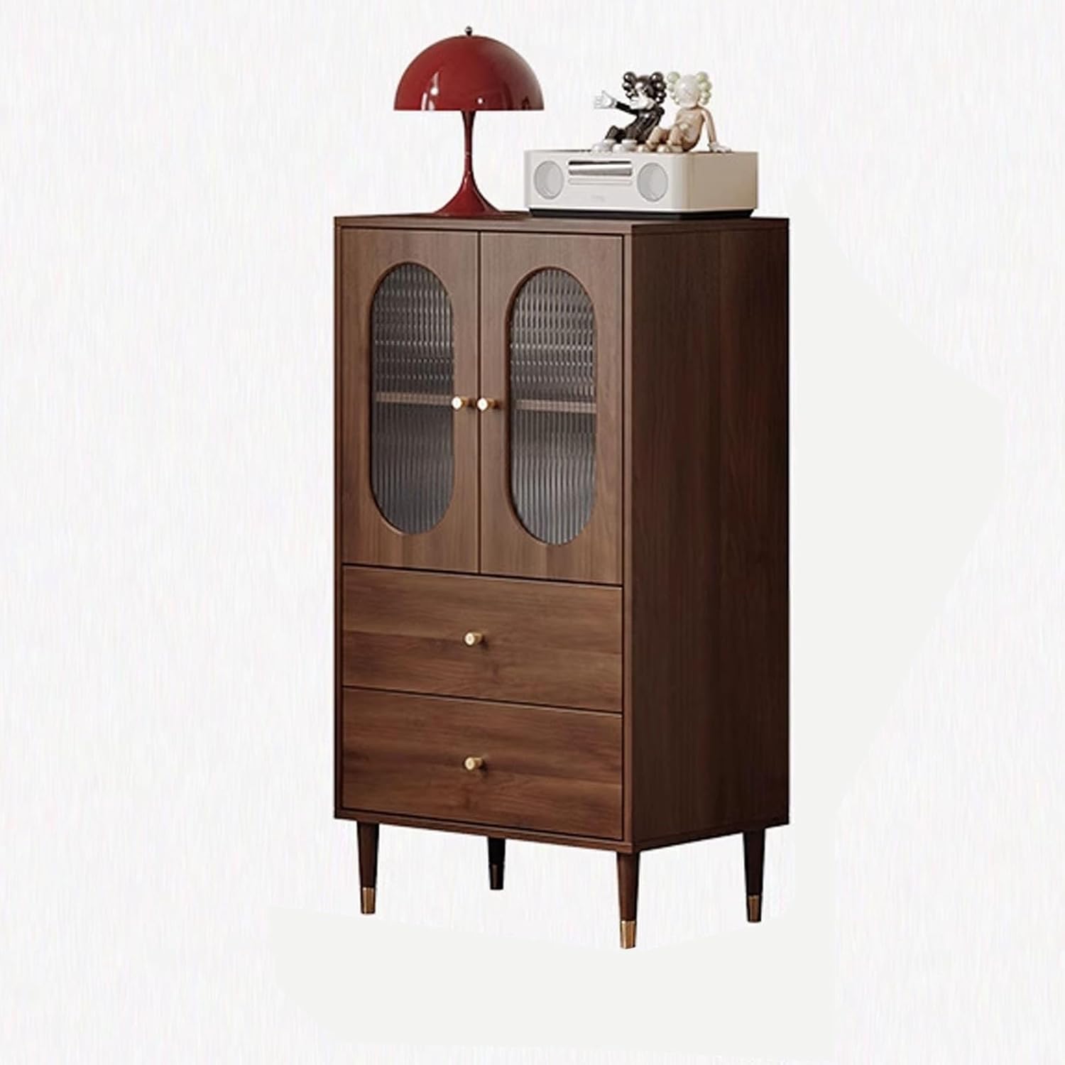 Sideboard Buffet Cabinet with Glass Doors, Kitchen Storage Cabinet, Combined Use Hutch Cupboardz, Wood Media Console Coffee Bar Table for Living Room Dining Room(80x40x110cm/31.4x15.7x43.3in)