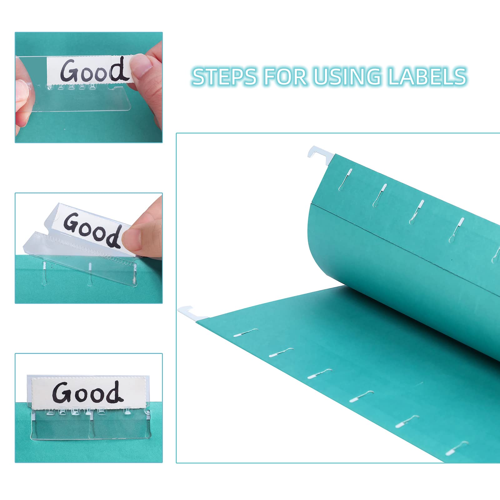Paquete de 25 Carpetas Colgantes A4, Archivadores Colgante con Pestañas e Inserciones de Tarjetas,Carpeta de Archivos para Escuela Hogar, Oficina (Azul)