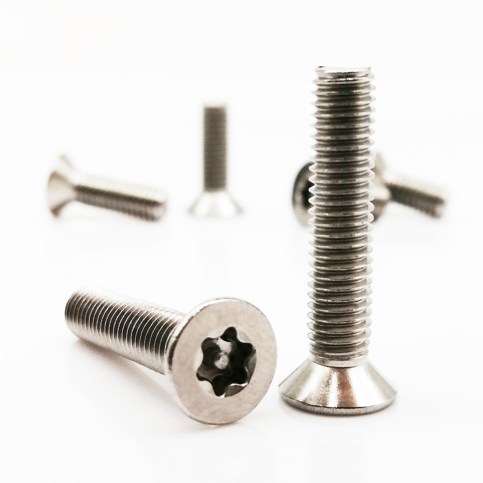 Tornillo autorroscante, 10/50 piezas M2.5 M3 M4 M5 M6 A2 304 de acero inoxidable Torx de seis lóbulos cabeza avellanada plana con pasador a prueba de manipulaciones (60 mm, 10 piezas M5)