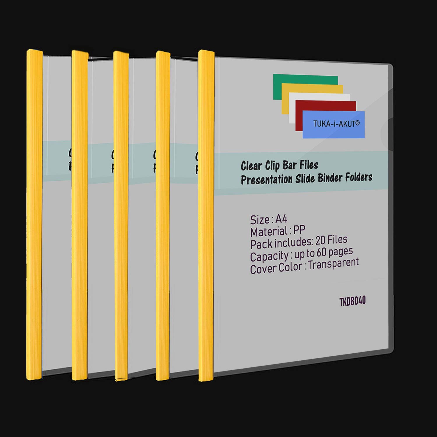 TUKA-i-AKUT 20pcs Clip Bar Files from PP Material, A4 Clear Report Cover Easy Clamping of Unpunched Documents - Image 2