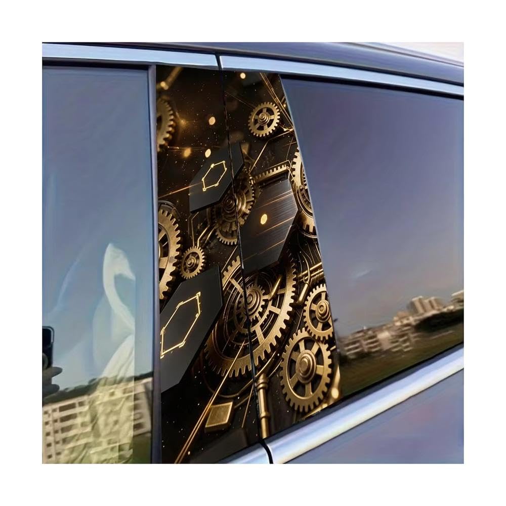 Dabhuoc One Color Car Parts 2Pcs Car Center Pillar Sticker Gear Circuit Glossy Protective Polyethylene Film