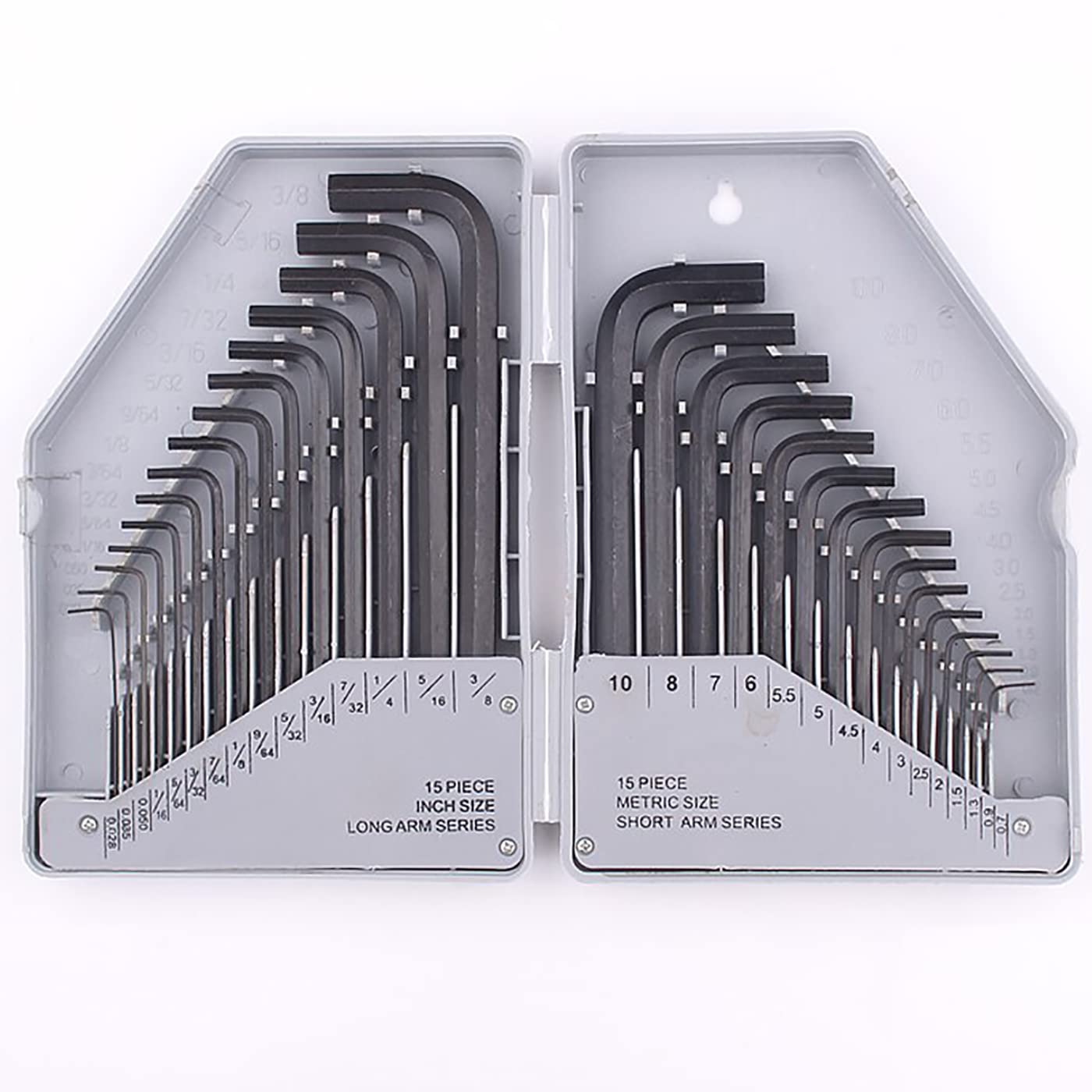 walgreen Xample 30Pcs Allen Key Set Tool -Metric & Imperial Hex Allen Keys - 0.7-10 mm & 0.028 to 3/8 inch, Allen hex Keys in Plastic Box, Short and Long, Grey and Black