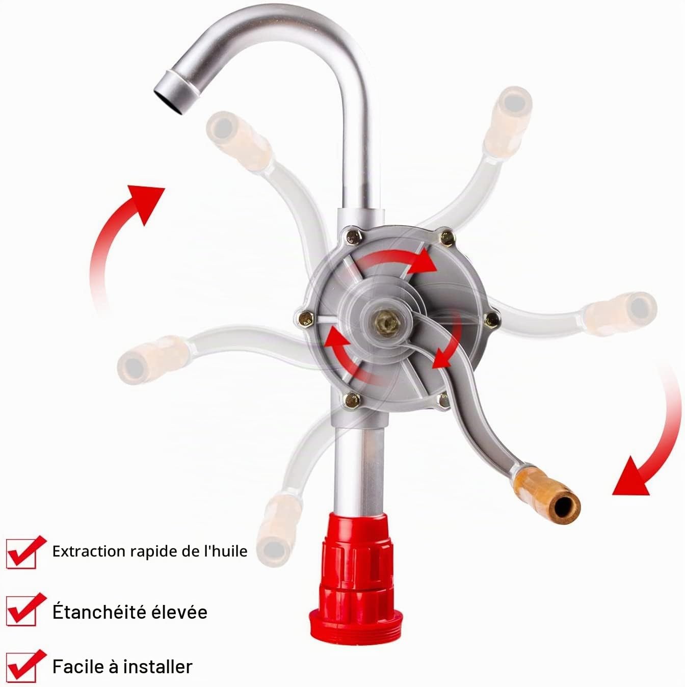 GOTOTOP Pompe à Manuelle, Pompe à Main à Carburant à Rotative en Aluminium Portative, 29 L/Min, pour Le Transfert de Liquides Essence Kérosène, Moteur, Hydraulique