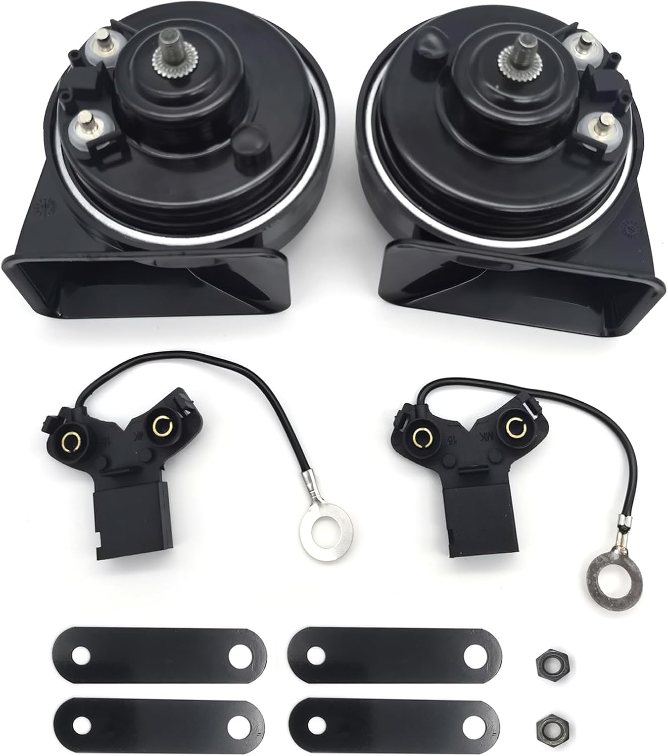 Car Horn Compatible with Toyota, 12V Waterproof Snail Loud High Low 2 Tone Auto Horn, 115-128 DB (With a pair Plug)