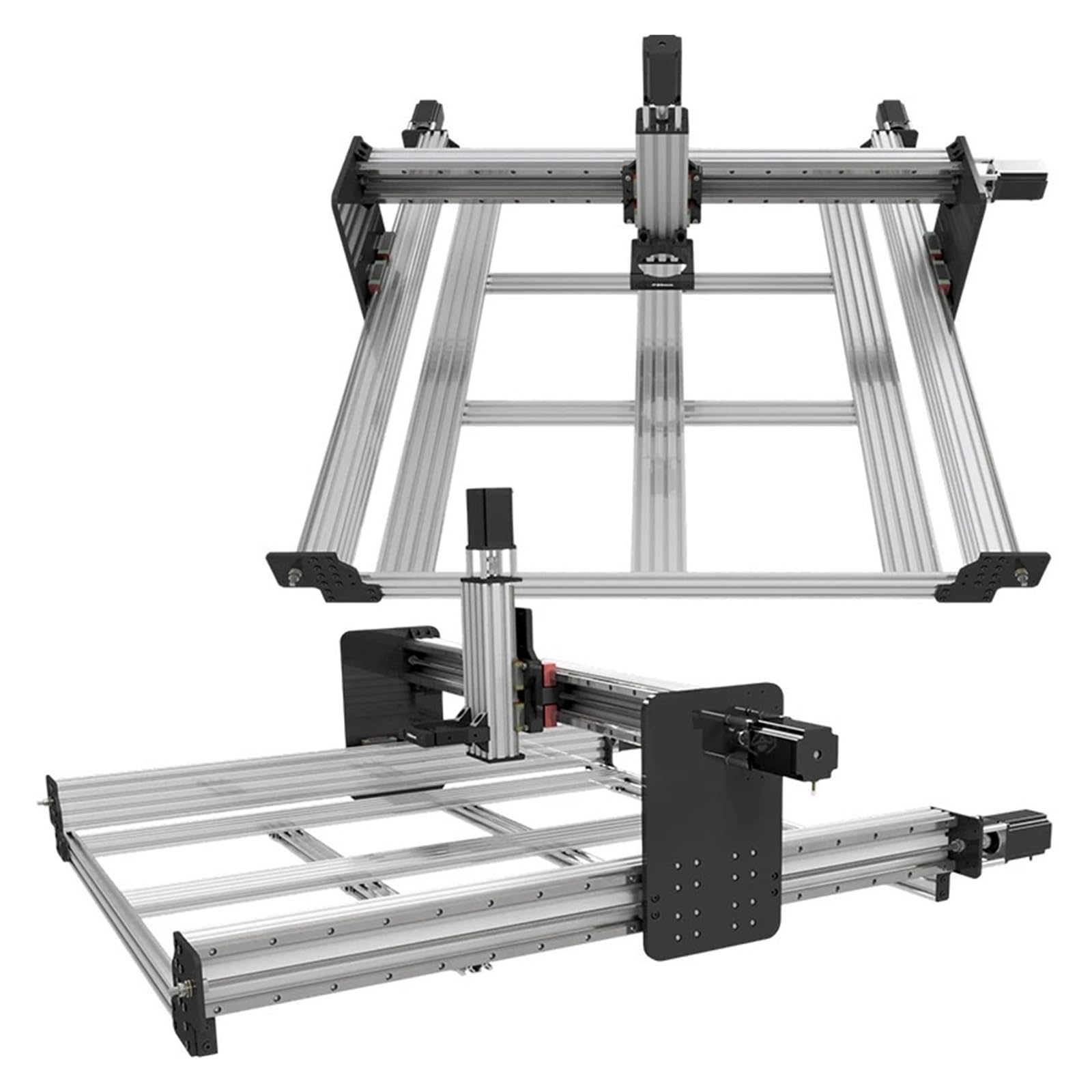 Zestaw mechaniczny CNC, precyzyjny napęd szynowy, mocny silnik krokowy do frezowania drewna, metalu, akrylu (bez silników, INDUSTRIAL BLACK_1000X1000MM)