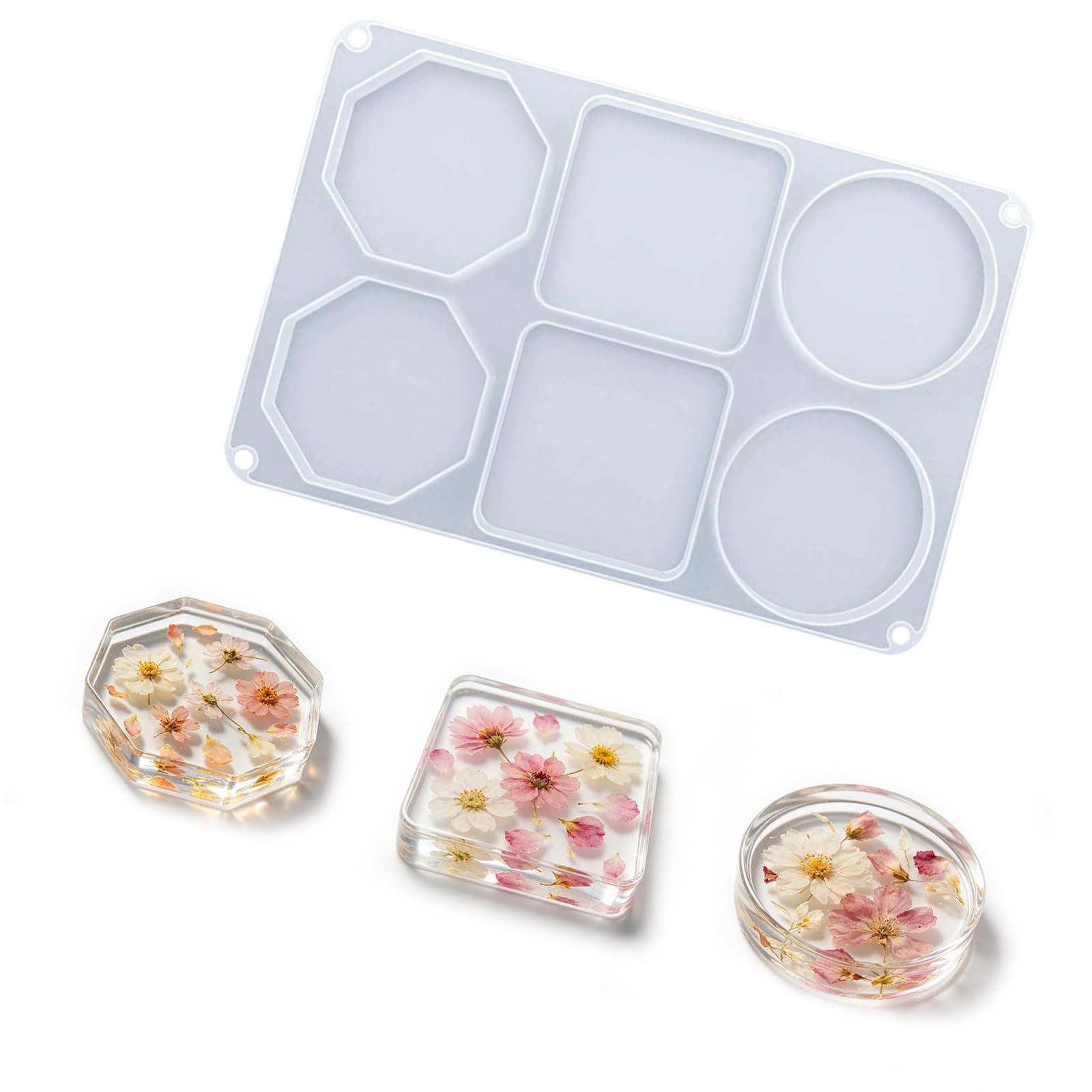 APGLSXY 6 Cavities Silicone Resin Molds Geometric Coasters Silicone Mold for Crafting Coasters Home Decoration Epoxy Rosin Cast for Drinkholders